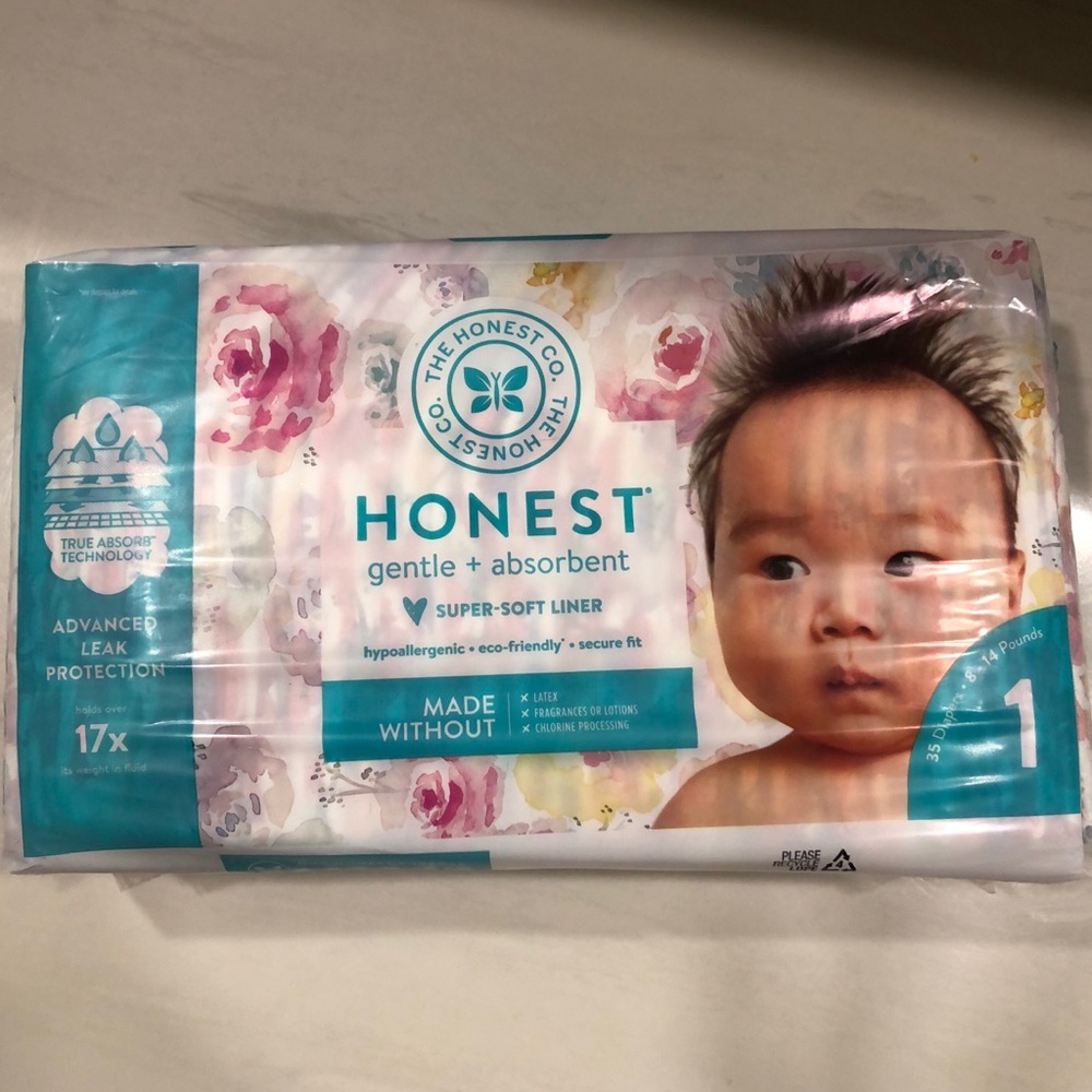 Honest size 1 rose blossom print NWT 35 pack